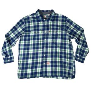 Levi's Long Sleeve Plaid Button Down Shirt Men's‎ XXL Relaxed Fit Overshirt